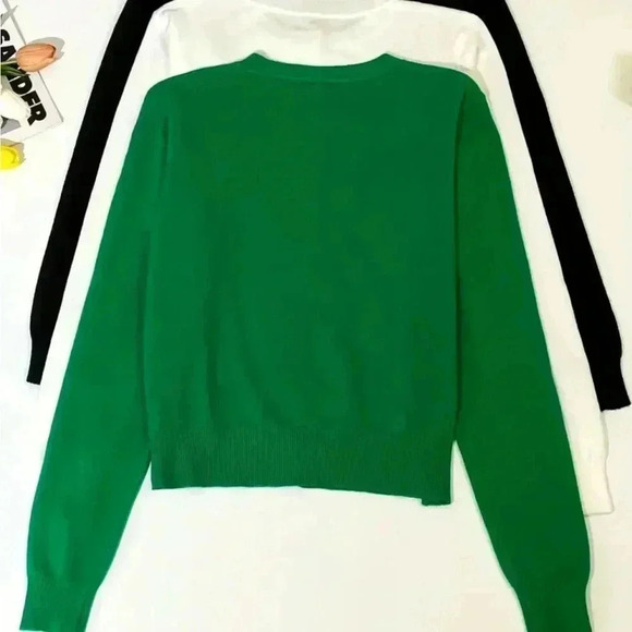 Black Button-Front Cardigan Sweater | Lightweight Stretch | Size M - Picture 7 of 11